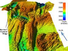 Three-dimensional image of Explorer Ridge