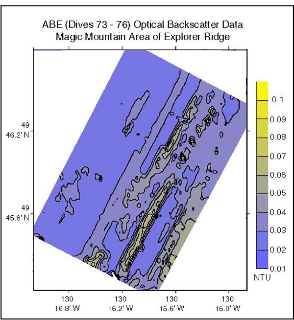 Map of particle intensity in the Magic Mountain region