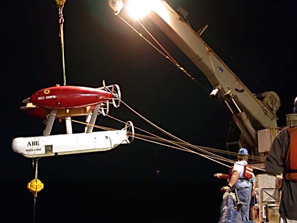 The ROV ABE being launched