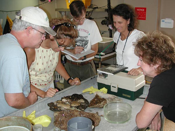 Scientists ‘Kids at Sea’ view the latest sample from 1400ft