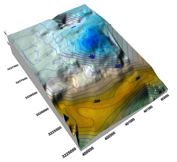  Bathymetry preliminary data for suggested dive sites where corals may be present