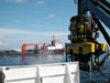 Innovator ROV being launched from the Ron Brown during a test dive