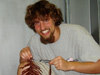 Mercer Brugler holds up a black coral specimen.