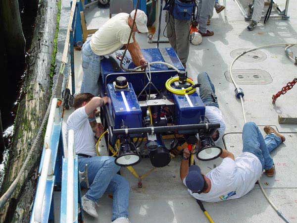 The ROV team continues to work on the control and camera systems.