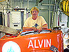 Educator Specialist Margaret Olsen on top of the DSV Alvin