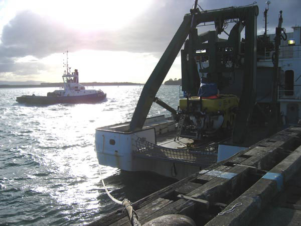 Research vessel Ka'imikai-o-Kanaloa, resting in port at Tauranga, New Zealand.