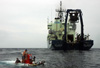 Final safety checks are carefully run through before the ALVIN descends to the seafloor.