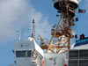 Captain Gary Petrae keeps an eye on the Jason launch from the <em>Brown</em>’s ‘flying bridge.’