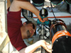 Before ROV deployment, Peter Girgius bolts the mass spectrometer to the Jason.