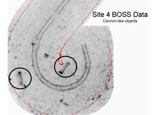 On another part of the Cerberus site the Bluefin 12 BOSS AUV detected two more buried objects similar to the other cannon found on the shipwreck.