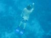 One of the study abroad students, Nate Maier, free diving at a dive site on the south end of Bonaire.