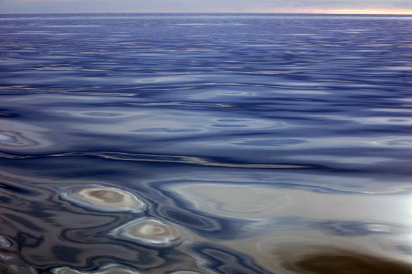 On the morning of September 16, the water surface looked like liquid metal, and was so smooth to be classified a 'Beaufort 1' on the 1-12 scale describing the sea state. On such days, and especially when the sky is clear, sighting marine mammals is easiest for marine mammal observers like Sue Moore.