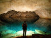 Water in inland tidal cave pools in Bermuda is brackish at the surface.