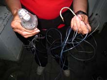 The mysterious lure and hook that was recovered next to the capsized EITS.