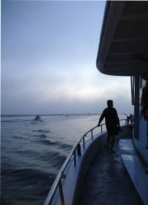 Dense fog, unusual for late summer, enveloped Ponce Inlet as we departed for French Fleet media day.