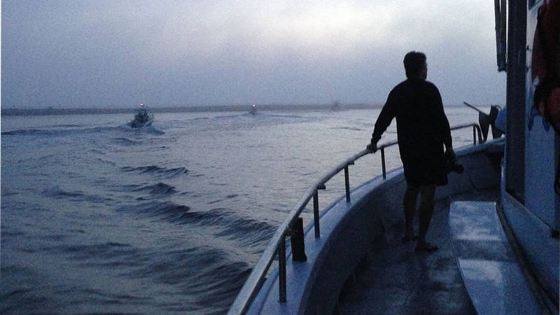 Dense fog, unusual for late summer, enveloped Ponce Inlet as we departed for French Fleet media day.