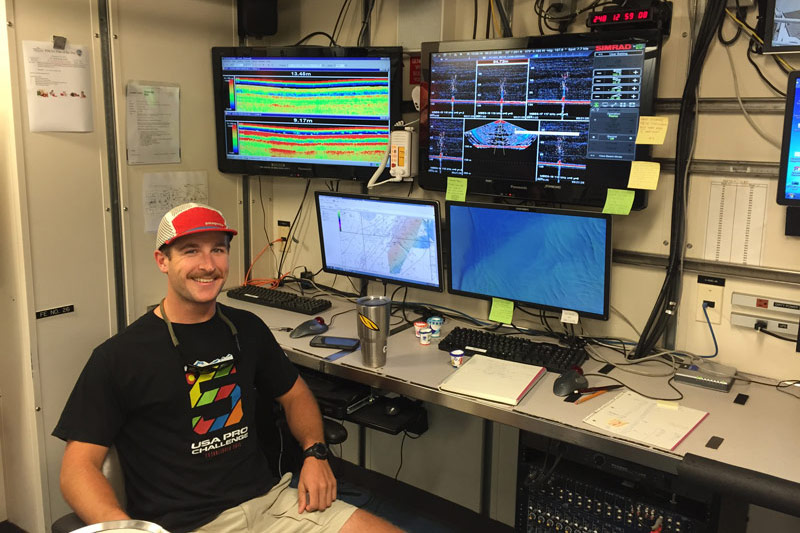 Will managing multibeam data on NOAA Ship Pisces.