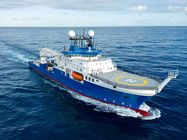 Schmidt Ocean Institute’s Falkor (too) is a 110-meter (361-foot) global-class research vessel that provides philanthropic support for ocean research and marine technology development as a state-of-the-art facility offered at no cost to scientists around the world.