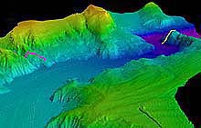 Three-dimensional image of Astoria Canyon looking west