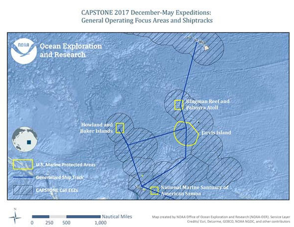 Map showing general operating areas for 2017 expeditions.