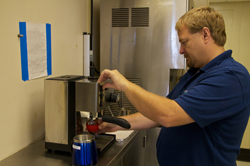 The espresso machine located in the mess hall helps perk up crew members, observers and scientists.