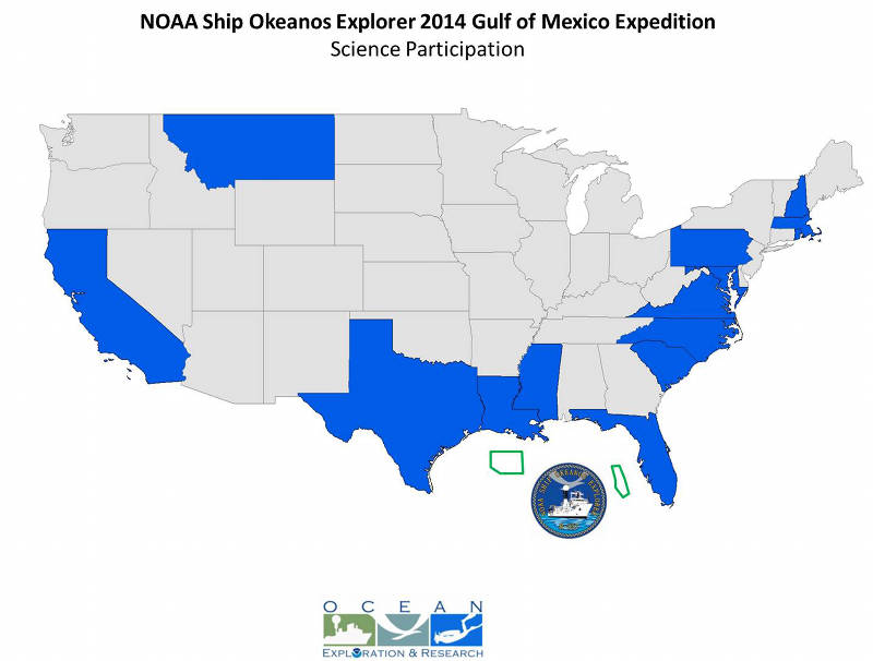 More than 70 scientists and students from 14 states participated in expedition ROV dives from shore.