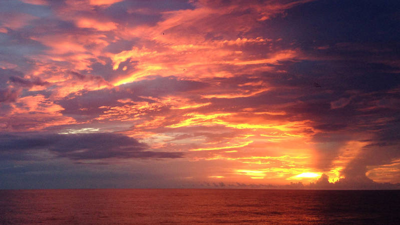 Sunsets on Okeanos Explorer are always one of the highlights of the day.