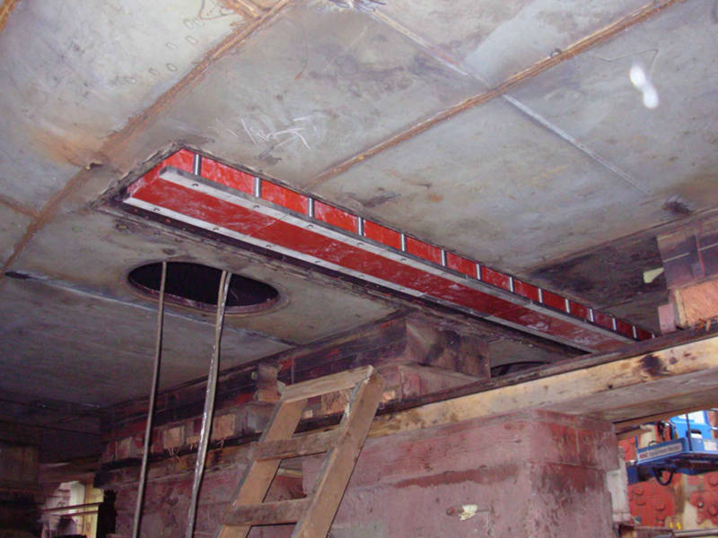 One of the EM302 transducers being installed on the ship’s hull back in 2008.