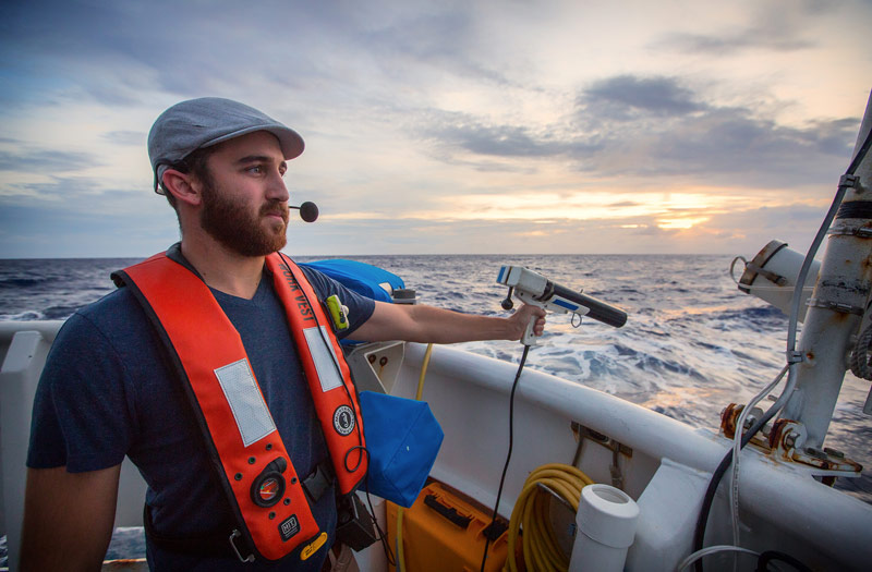 Mapping Watch Lead, Dan Freitas, conducting an XBT cast.