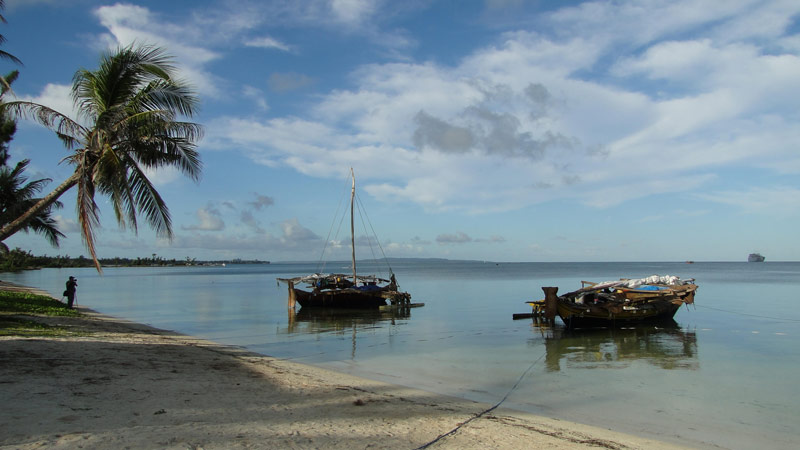 Traditional navigation on display: Traditional canoes sailing from Satawal to Saipan to attend the Festival of Pacific Arts in May and June 2016.