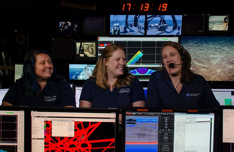 During a live-streamed educational interaction, the expedition coordinator and lead scientists of the Windows to the Deep 2019 expedition talk with summer campers at the Santa Barbara Museum of Natural History.