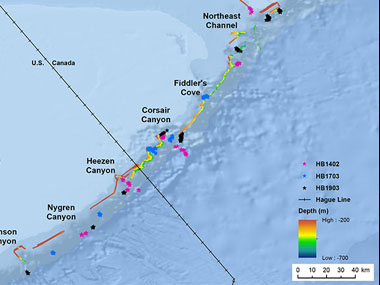 This map shows the cruise track from last year’s transboundary cruise entitled ‘Northern Neighbors.’