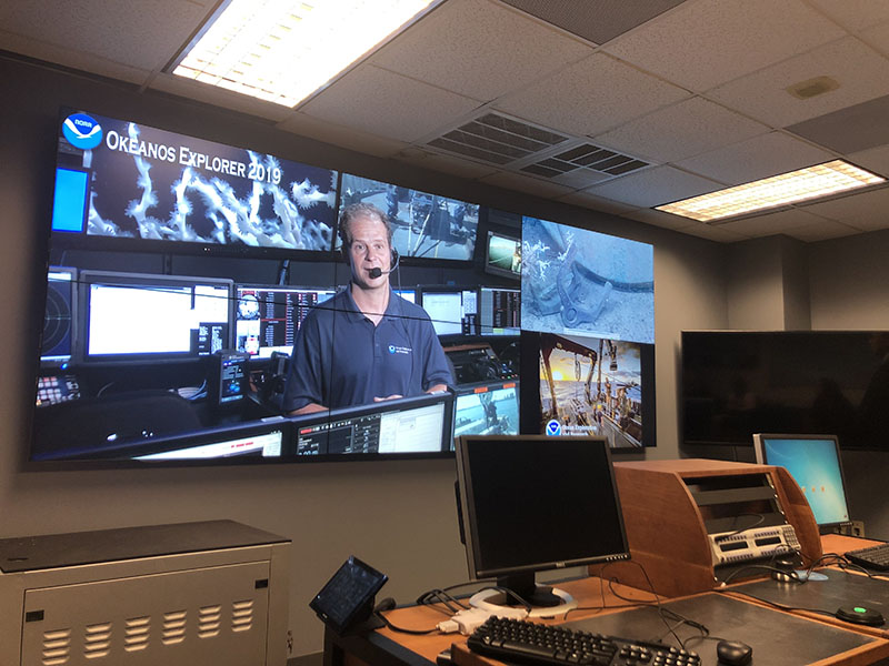 Expedition Coordinator Daniel Wagner spoke to senate staff visitors from the Okeanos Explorer.