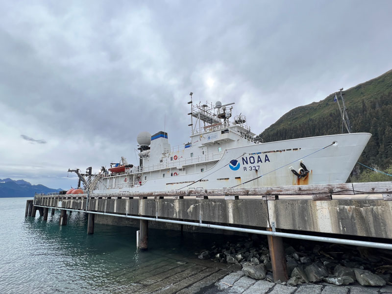 NOAA Ship Okeanos Explorer as seen docked in Seward, Alaska, at the end of the Seascape Alaska 5 expedition.